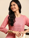 Women's Pink Solid Straight Kurta-GW-400-Pink