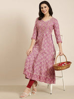 Women Anarkali Lavender Ethnic Motifs Kurta-AT-A1303-LG-Lavender