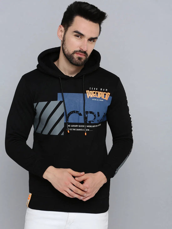 Men Black Printed Sweatshirt-SCAW-31-Black