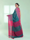 Teal Cotton Saree With Zari Border-MA59CT06530053