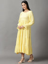 Women's Yellow Polka Dots Fit and Flare Dress-ON-594-Yellow