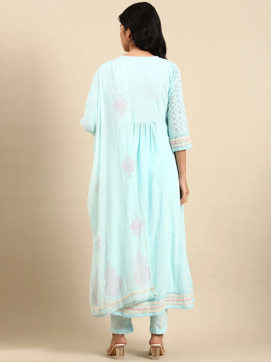 Women's Blue Solid Kurta Set-RF-1741-Blue