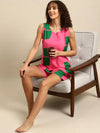 Kurta Shorts nightwear Set Pink Color Print