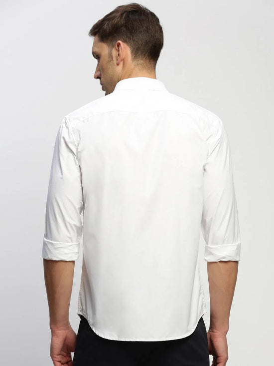 Men White Solid Shirt-RAYMONDSDOBBY-264-White