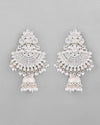 Silver plated Kundan Contemporary Jhumka Earrings-VOJ371