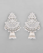 Silver plated Kundan Contemporary Jhumka Earrings-VOJ371