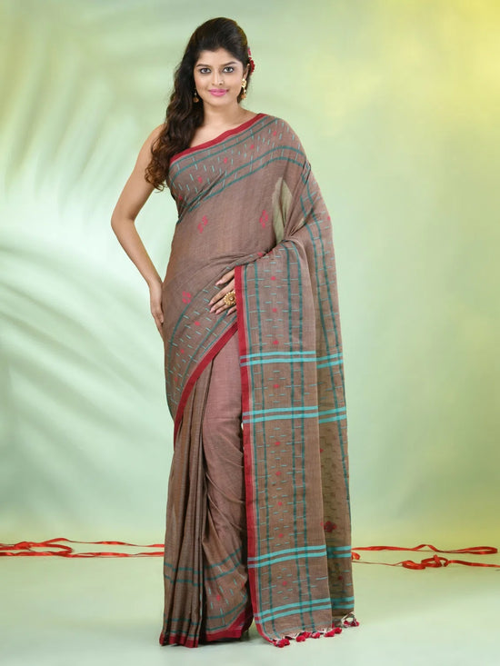 Beige Cotton Soft Saree With Texture Designs-MA62CT331210043