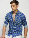 Men Blue Floral Shirt-PRISM-1694-Blue