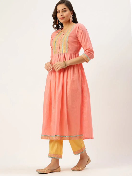 Women's Pink Solid Kurta Sets-GW-2422-Pink