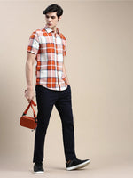 Men Orange Checked Casual Shirt-WILLACHECKS-97-Orange