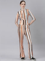 Women Orange Striped Tracksuit-AF-2054-Orange