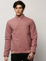 Men Mauve Solid Casual Bomber Jackets-ZD-3803-Mauve