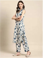 Navyaa Women's Viscose Floral Printed Straight Kurta With Pant Set-Me97-kp-whtgry-lmb