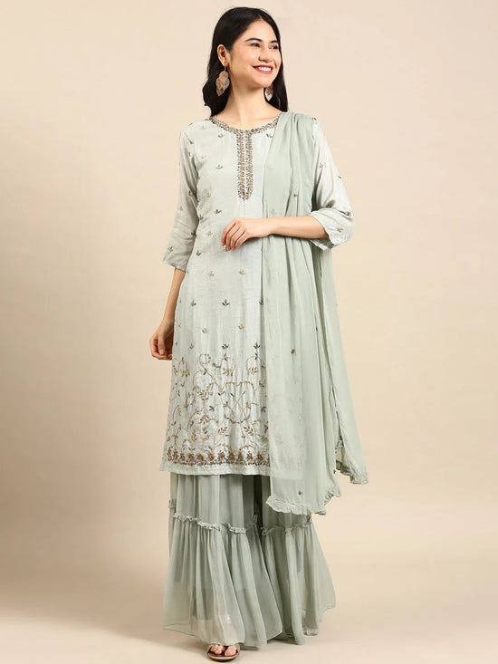 Women's Sea Green Solid Kurta Set-SP-23022-Seagreen