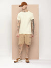 Difference Of Opinion Men's Off White Plain T-Shirt