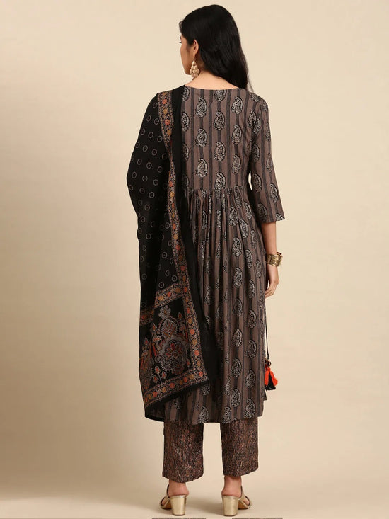 Women's Grey Printed Kurta Set-GW-2656-Grey