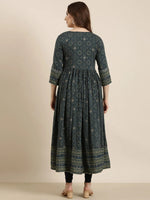 Women Anarkali Teal Ethnic Motifs Kurta-AT-A1425-LG-Teal