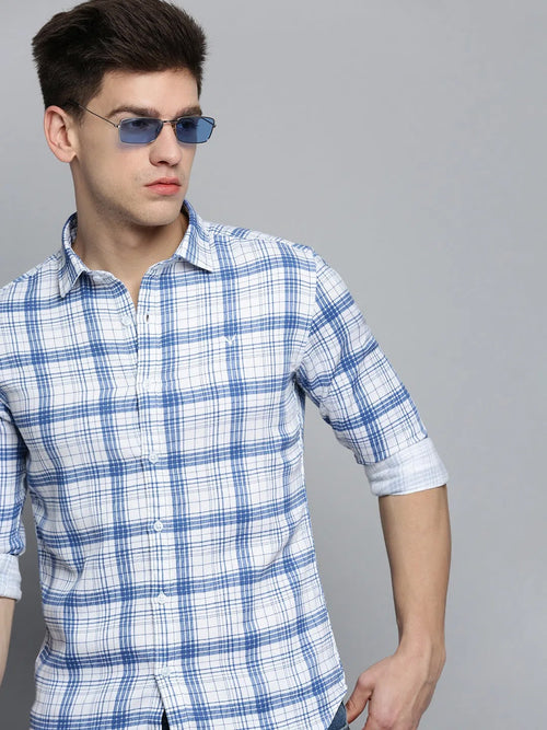 Men White Checked Casual Shirt-QUERENCIACHECKS-3364-White