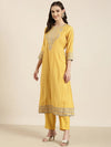 Women Yellow Geometrical Kurta Set-GW-3602-Yellow