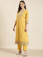 Women Yellow Geometrical Kurta Set-GW-3602-Yellow