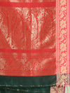 Bottle Green Cotton Saree With Nakshi Zari Borders-MA66BCT431050020