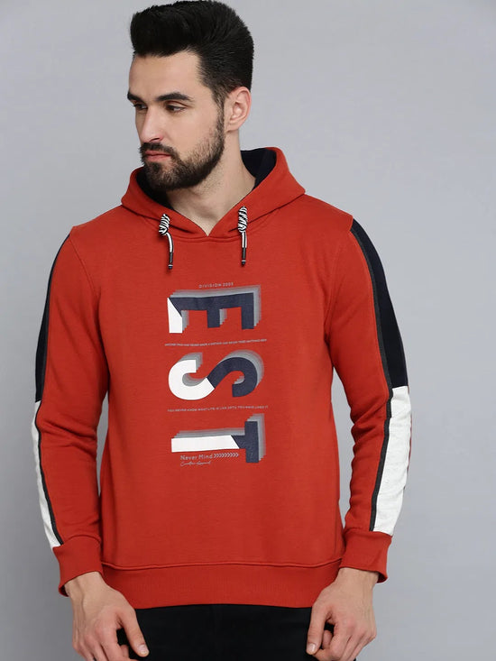 Men Orange Solid Sweatshirt-OD-6012-Rust