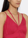 Long maxi dress with halter tie up in Red