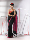 Black Cotton Saree With Sequined Work-MA55CT06520109