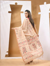 Beige Cotton Handwoven Soft Saree With Texture Designs-MA53CT041710056