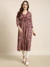 Women Anarkali Purple Floral Kurta-ON-751-Purple