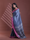 Grey Silk Soft Saree With Paisley Print-MA60BSL01400042