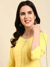 Women's Yellow Solid Straight Kurta-DF-1502-Yellow