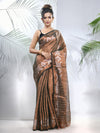 Copper Polka Dots Tissue Saree With Stripes Pallu-MA56TIS33830029