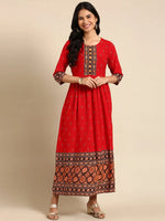 Women's Red Embellished Anarkali Kurta-GW-1423-Red