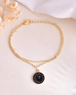 Gold Plated Black Clock Charm Bracelet-VOJ131