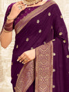 Saree Mall Women's Vichitra  Purple Embellished Designer Saree With Blouse Piece-NISHA1004