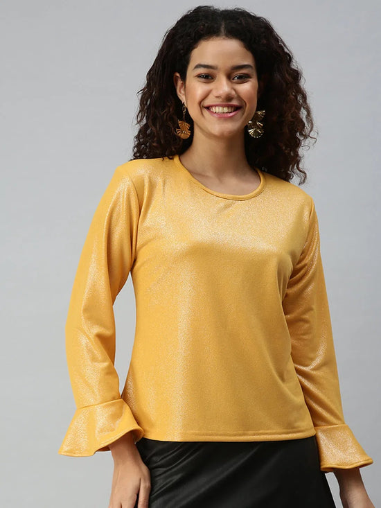 Women's Solid Mustard Top-AE-10203-Mustard