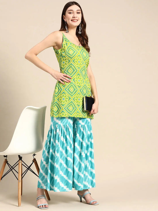 Sharara with kurta in Lime Green