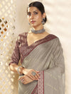 Saree Mall Women's Chiffon Grey Embellished Designer Saree With Blouse Piece-SHNAYA1001