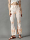 Women's Peach Solid Bootcut Denim Jeans-GZ-5139-Peach