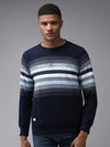 Men Blue Striped Sweatshirt-OTRS-5-Navyblue