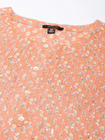 Women Peach Floral Straight Kurta-ON-0046-Peach