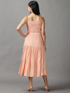 Women's Pink Solid Fit and Flare Dress-AE-15706-Peach