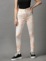 Women's Peach Solid Skinny Fit Denim Jeans-GZ-5138-Peach