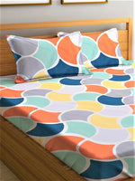 Home Sizzler 144TC Microfibre Multicolor Double Bedsheet With 2 King Size Pillow Covers-HSDBS004082