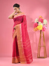 Hot Pink Pure Cotton Tant Saree With Woven Designs-MA51TT43480075