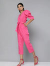 Women Solid Fuschia Jumpsuits & Sets