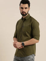 Dillinger Men's Olive Solid Shirt-DLMSRT001OGRN-S