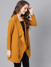 Women Solid Mustard Full Sleeve Jacket