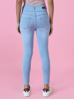 Women's Blue Solid Skinny Fit Denim Jeans-GZ-5351-Blue